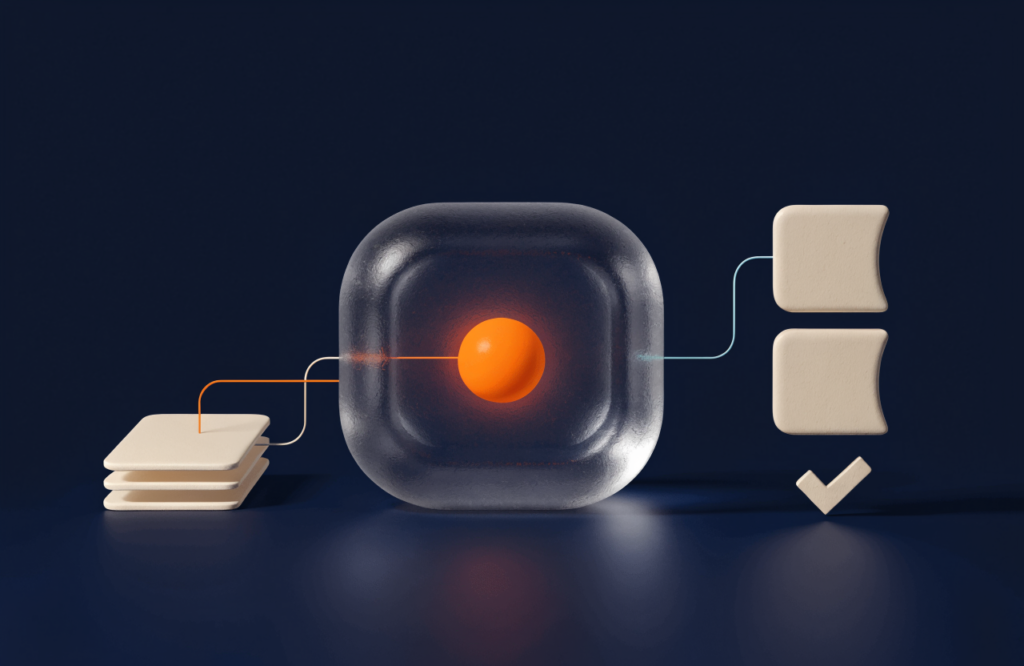 Ilustración de inteligencia artificial aplicada al procesamiento de documentos y la automatización empresarial